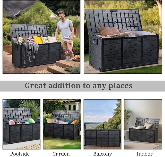 Outvita 75 Gallon Deck Storage Box, Durable Storage Container Bin Store