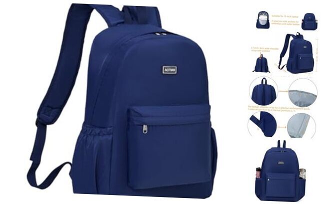 AOTIAN 17-Inch Lightweight Water-Resistant Hiking Backpack in Blue