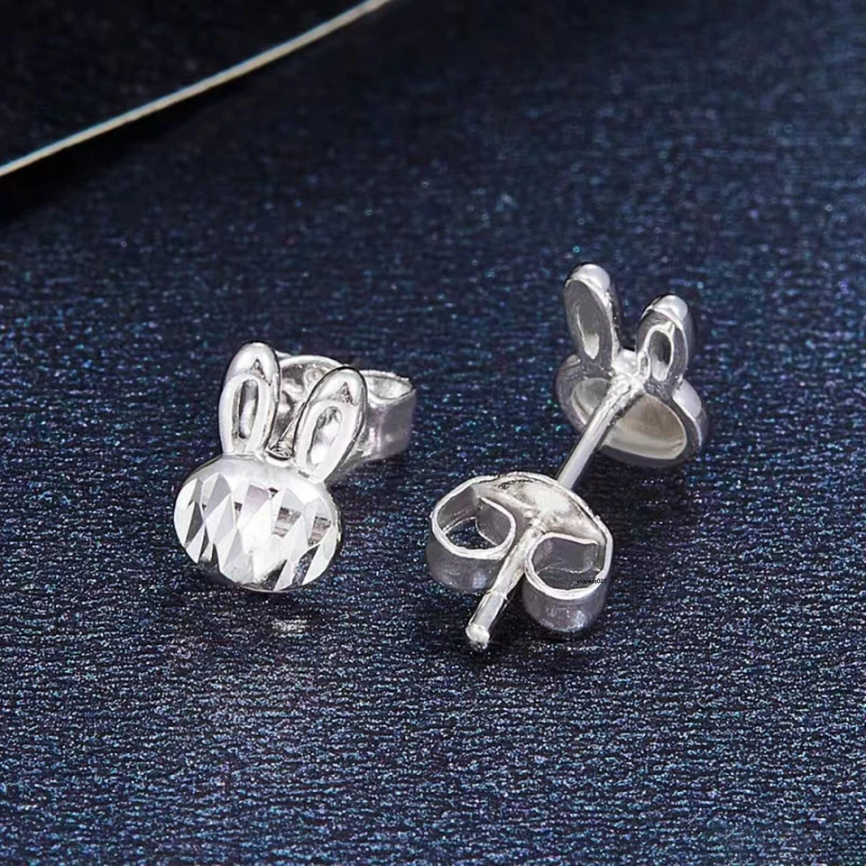 Pendientes de conejo zodiaco tallados afortunados regalo 950 platino puro 1 pieza 1,38 g Foto 4 de 4