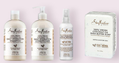 Shea Moisture 100 % native Kokosnuss|Conditioner|Shampoo|Waschen|Einlassen|Sets UK-Verkäufer