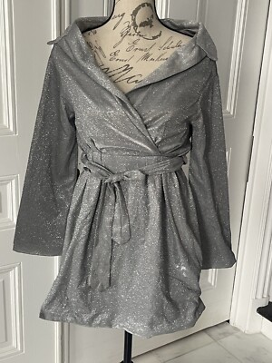 BABYBOO NWT Silver Sparkle Wrap Party Cocktail Evening Dress Ladies Size XS  | eBay