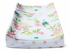 Cloud Island Plush Diaper Changing Pad Cover Floral and Gold Dots Pink Girl BABY