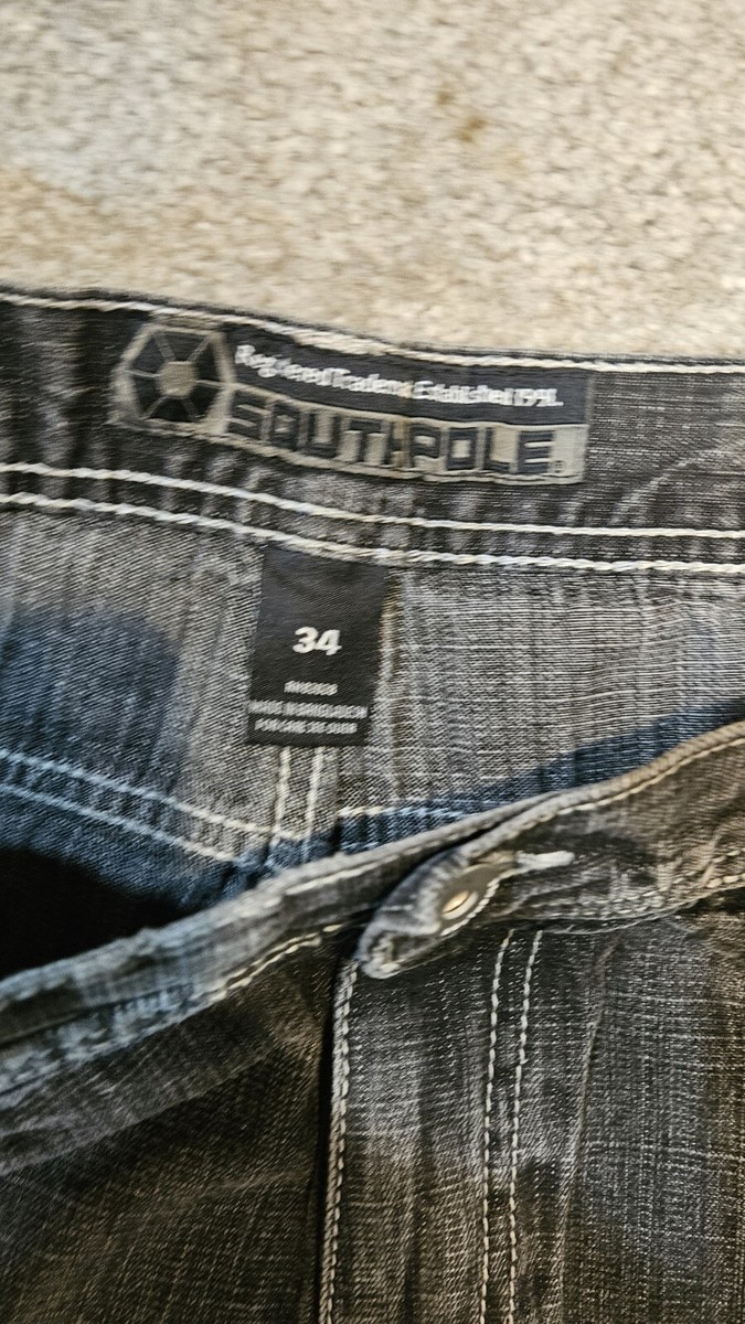 34x31 Vintage Southpole Jeans Brown Tab Mens Black 4180 | eBay