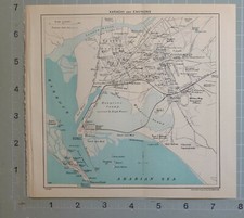 1955 INDIA INDIAN PAKISTAN TOURIST MAP KARACHI & ENVIRONS CANTONMENTS CITY 