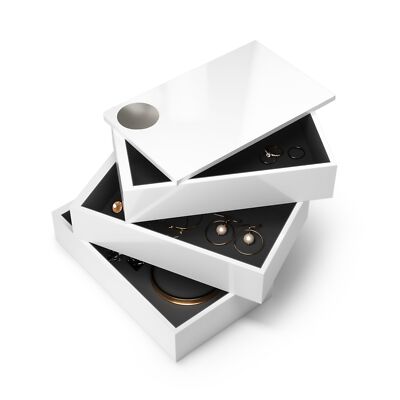 Umbra 308712-660 Spindle Jewlery Box, Wood Jewelry Box with White High-Gloss ...