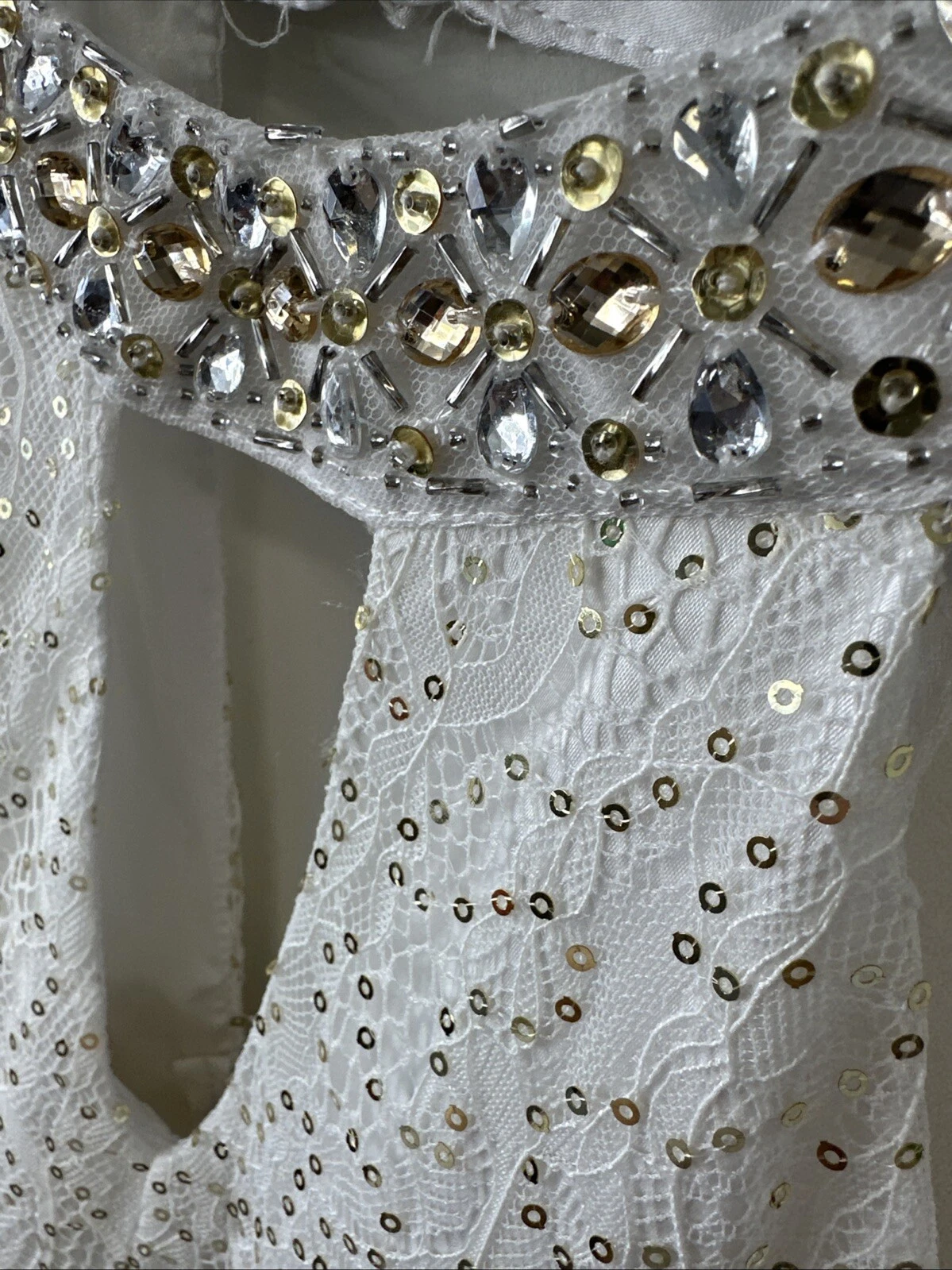 OFF WHITE Abito B. Darlin Off bianco oro con linea Bling in vita taglia 5 6