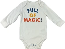 Cat and Jack Baby Ivory Long Sleeve Cotton Full Of Magic Graphic Bodysuit 3-6 MO