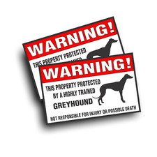 2X Warning Funny Decal Sticker Trained Greyhound English Racing Hunting Pet Dog