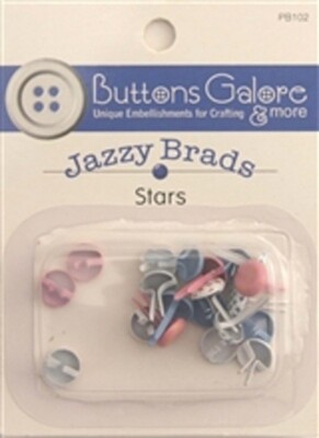JAZZY STARS SCRAPBOOKING DECORATIVE BRADS BUTTONS GALORE 20 PCS