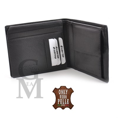 Portafoglio Uomo In Vera Pelle - Portacarte Sottile Con Zip, Multitasche, Con Scatola Regalo - Foto 9