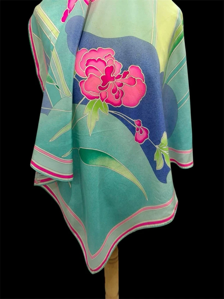 S17# Leonard bufanda de seda multicolor 34 pulgadas tiene mancha Foto 3 de 4