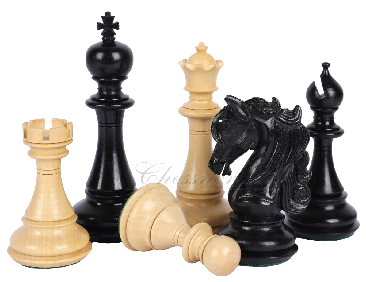 4.5 Luxury Staunton Ebony Wood & Boxwood Chess Pieces 