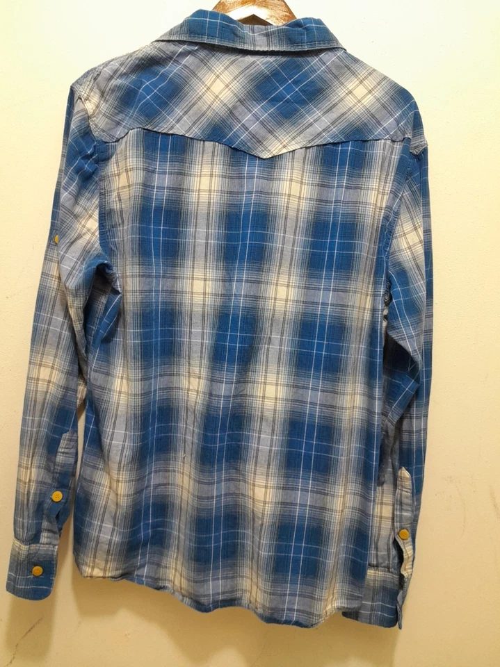 Camisa Para Hombres Vaquero Occidental a Cuadros Perla Pestaña A Presión Exterior Informal Trabajo Talla XL Foto 3 de 4