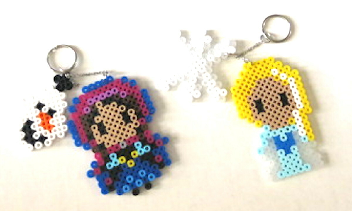 Perler Beads Disney Princess Anna Elsa Keychain