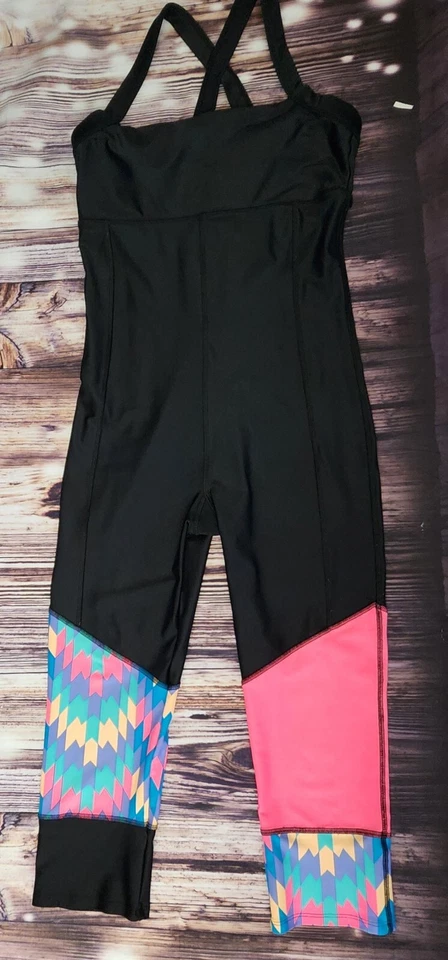 Breathe by Body Glove Jumpsuit Bodysuit Black Large Crossover Back Yoga Swim Gym - Image 3 of 4