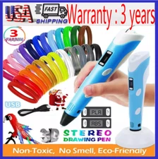 3D Printing Pen Set 3D Drawing Pen with Led Display 12 Color Filament Kid Gift*