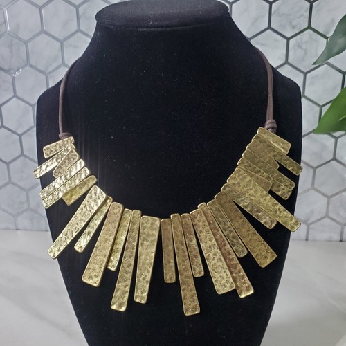 Joan Rivers Hammered Gold Tone Necklace and Stretch Bracelet Set - Picture 2 of 12