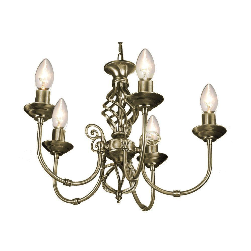 5 Light Antique Brass Classic Knot Twist Chandelier Ceiling Light Fitting by ...