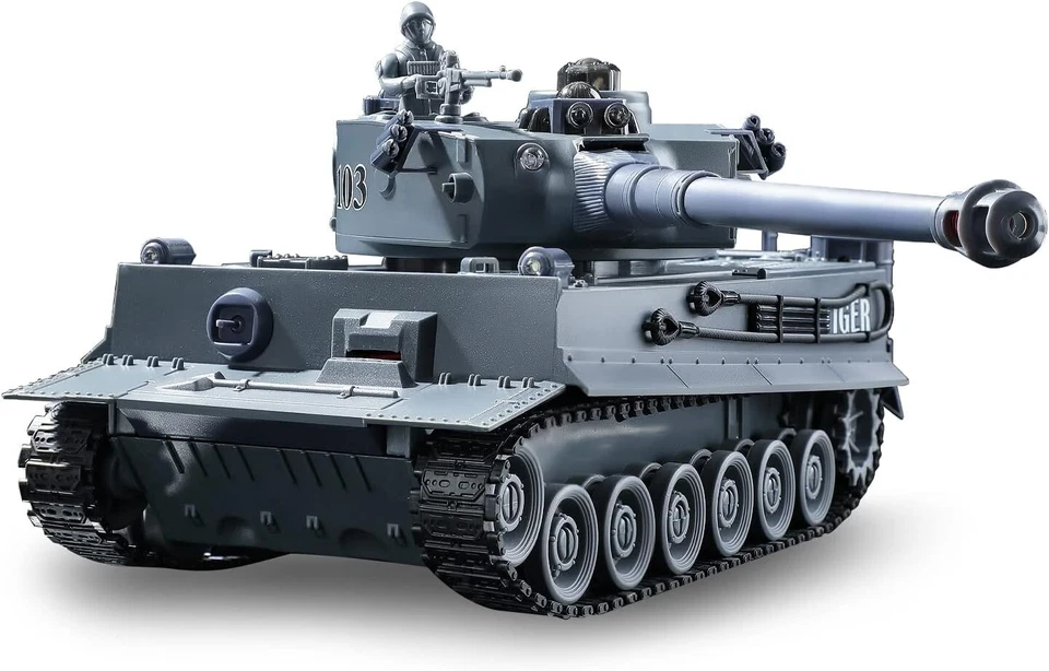 Tanque de Control Remoto, RC WW2 Tanque Ejército Tigre Alemán Juguete, 2.4Ghz 9 Canales RC Mili Foto 3 de 4