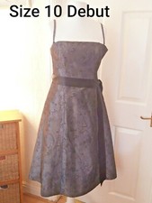 SIZE 10 Debut  DRESS  DESIGNER dark silver grey 50's style ladies prom 