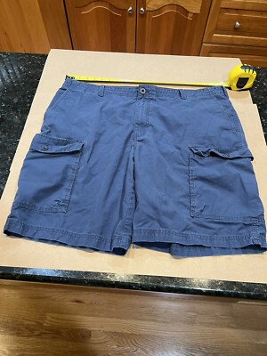 IZOD Saltwater Men's FF Cargo Shorts Size 42 Blue Cotton