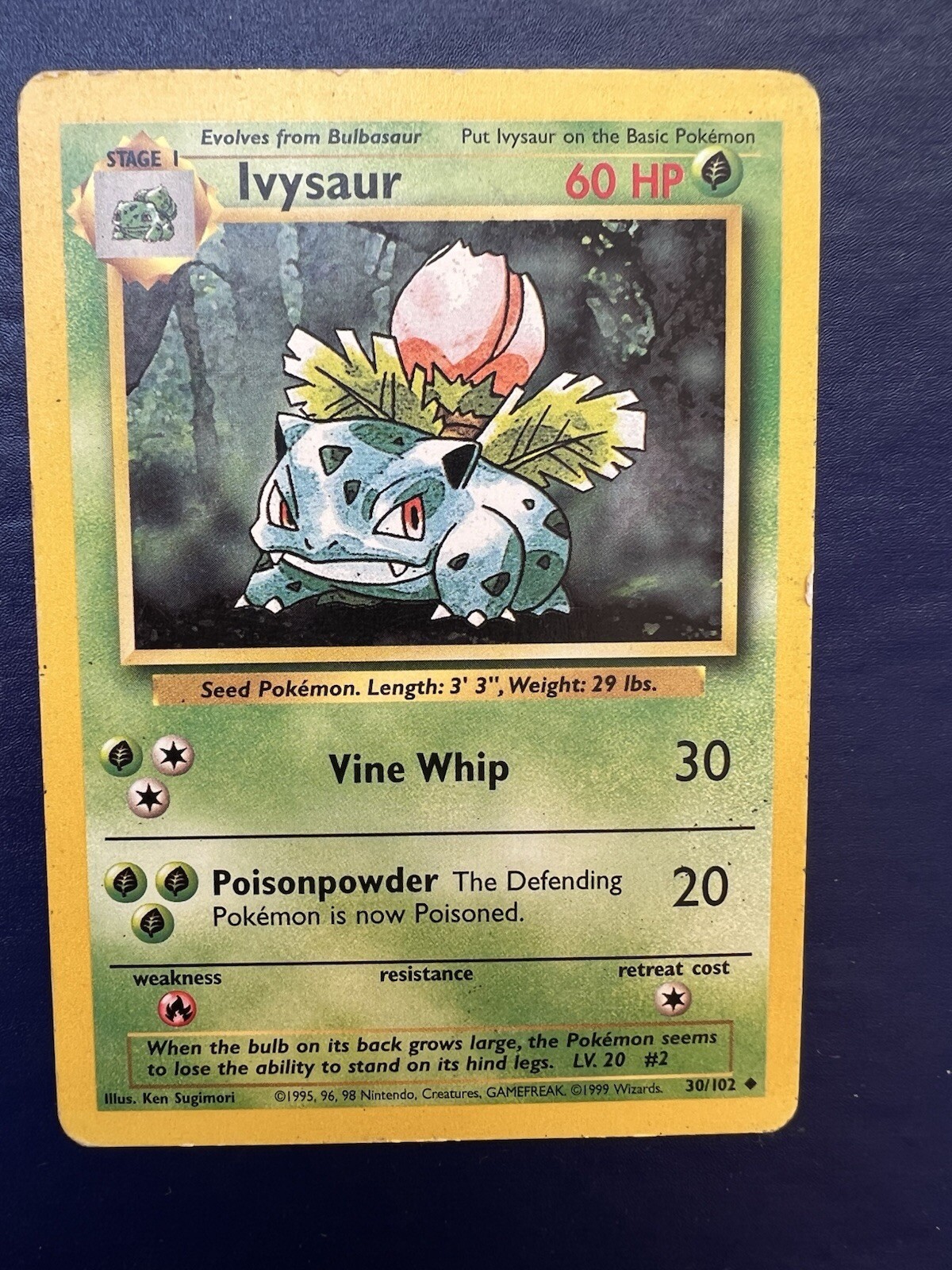 Ivysaur 30/102 Base Set Uncommon Pokemon Card Unlimited Edition 1999 WOTC NM