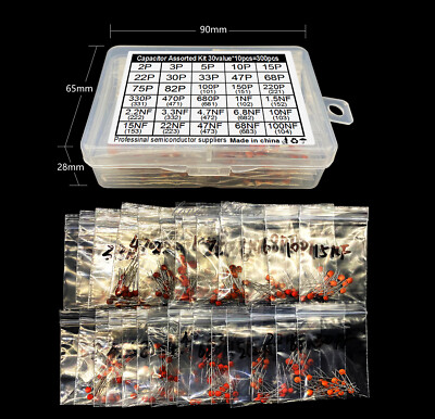 300pcs X 30 value Ceramic Capacitor 2PF-0.1UF Components Package Capacitor