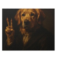 NEW Puzzle 500-Piece Golden Retriever Peace Sign Baroque Portrait