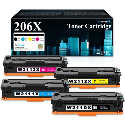 206X 4-Pack High Yield Toner W2110X with Chip for HP M255dw M283fdw Printer
