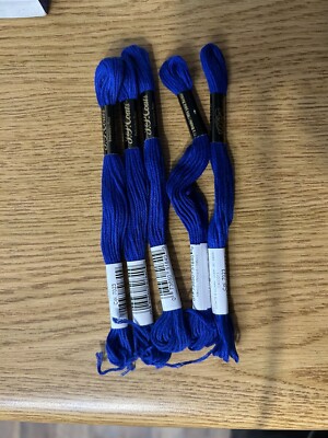 7023 Lot of 5 Skeins J.P. Coats & Clark Embroidery Thread Fast Color Blue