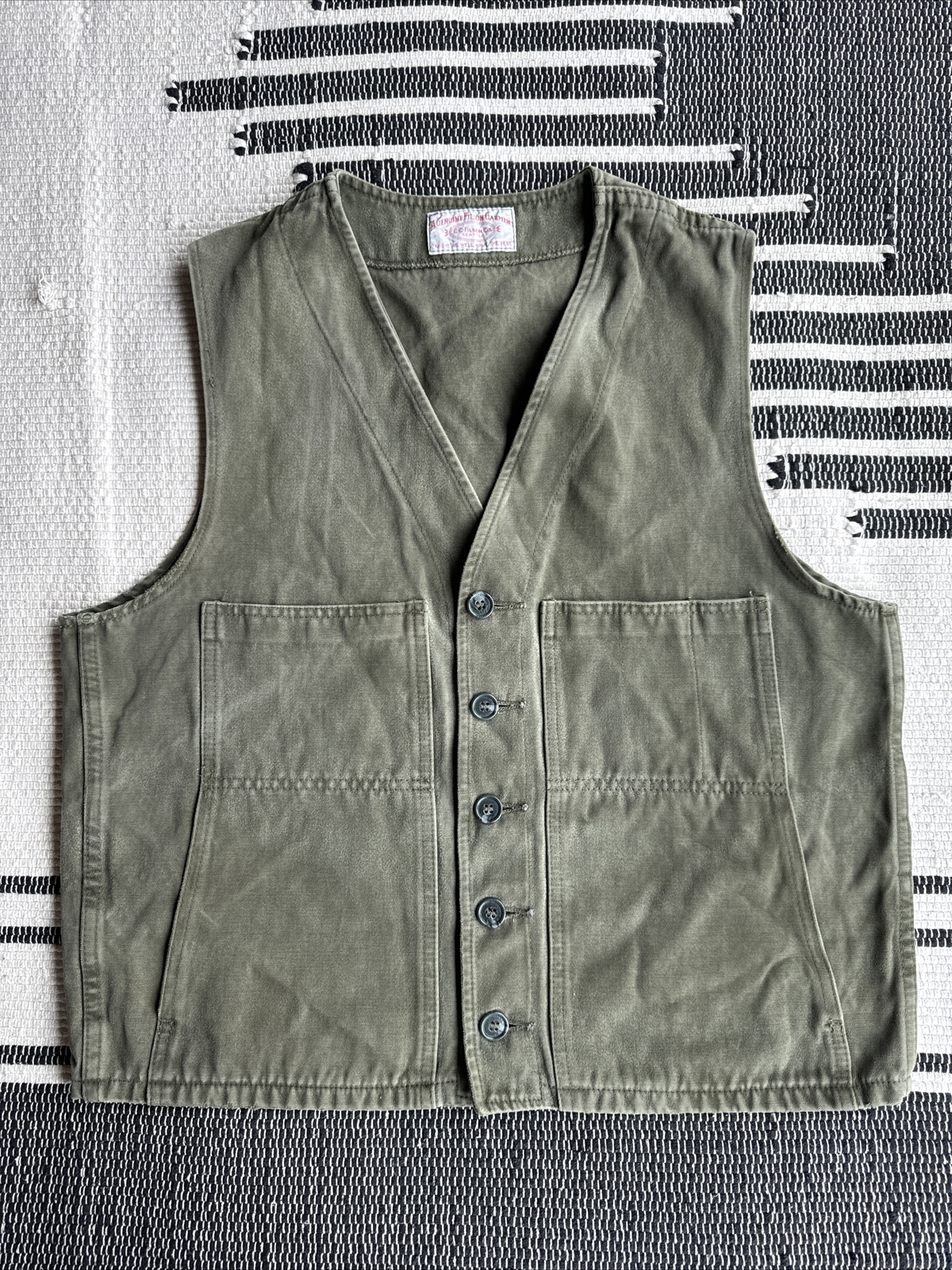 Filson moleskin skin vest green worn faded Gem