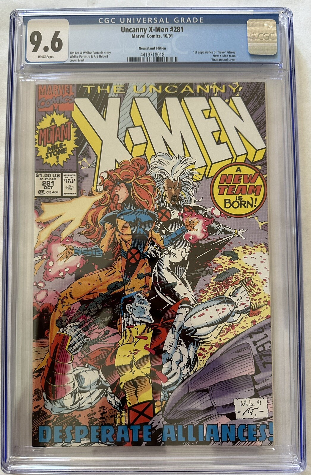 Uncanny X-Men #281- CGC 9.6 Edición Clave Primera Aparición Trevor Fitzroy y Nuevo Equipo