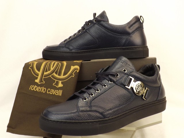 Roberto Cavalli Blue Textured Leather 