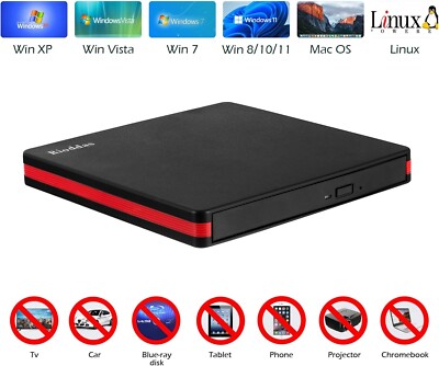Externes CD Laufwerk USB 3.0 Portable CD/DVD/-RW Laufwerk Slim DVD/CD ROM