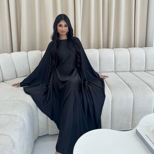 Satin Kaftan Abaya Dubai Women Evening Long Dress Elegant Robe Muslim Gown Prom - Picture 11 of 28