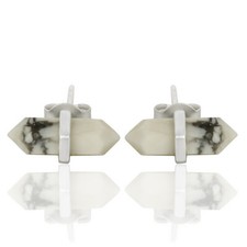 Howlite Gemstone Terminated Pencil Post 925 Sterling Silver Stud Earrings