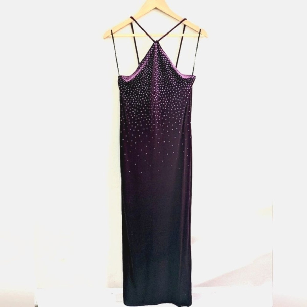Jump Velvet Purple Halter Maxi Dress Size 9/10 Vintage | eBay