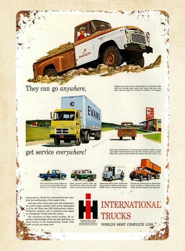 Panneau Métal Reproduction 1947 International Trucks – 8x12″ – Décoration Murale