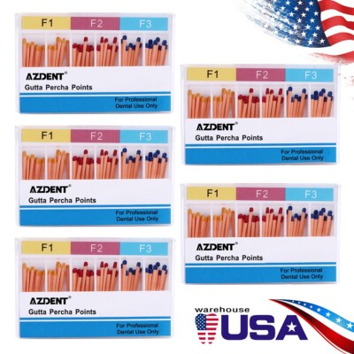 5X AZDENT Dental Endodontic Gutta Percha Points F1 F2 F3 for Endo Use 60pcs/pack