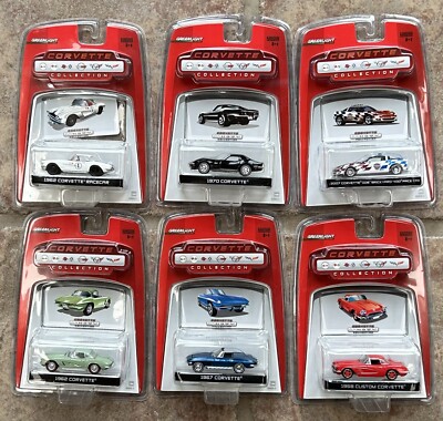 6 Car Lot Die Cast Greenlight, Corvette Collection MIB Racecar, Brickyard, Plus
