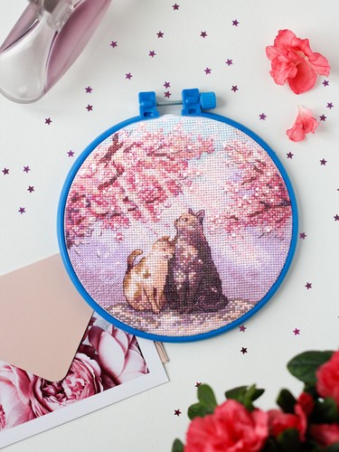 DIY Cross-stitch Embroidery Kit Sunbeams for Loving Kitten stitching needlepoint - Picture 7 of 9
