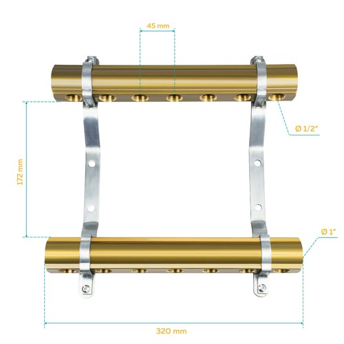 Messing Heizkreisverteiler 2 - 12 fach für Zentralheizung Heizkreise - Bild 7 von 12