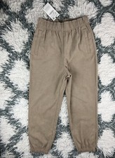 NWT Zara Women's Jogger Pants Golden Zipper at Hem Beige Size Small