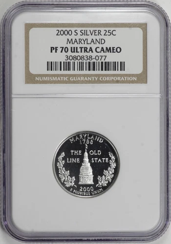 2000-S Proof SILVER Maryland State Quarter 25c NGC PF70 UCAM [17F16]