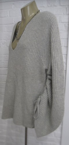 Brochu Walker Wool Plunge Neckline Sleeve Accent Cashmere Wool Gray  Size L Sale - Bild 7 von 10