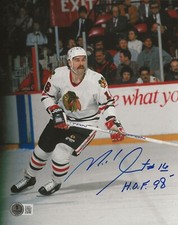Michel Goulet signed Chicago Blackhawks 8x10 photo autographed W/ HOF Beckett