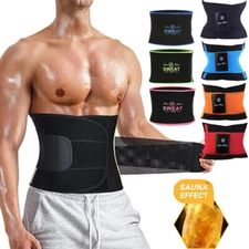 Men Neoprene Waist Trimmer Belt Trainer Sauna Hot Sweat Band Slimmer Body Shaper