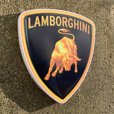 LAMBORGHINI 1998-HEUTE BADGE LED BELEUCHTET WANDLEUCHTE SCHILD GARAGE GAS & ÖL