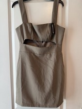 PrettyLittleThing Womens US 2 Taupe Cut Out Mini Dress NWT Bodycon Wide Strap