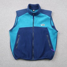 Vintage Sierra Designs Mens Fleece Vest Blue Teal Full Zip Outdoor Hiking Large